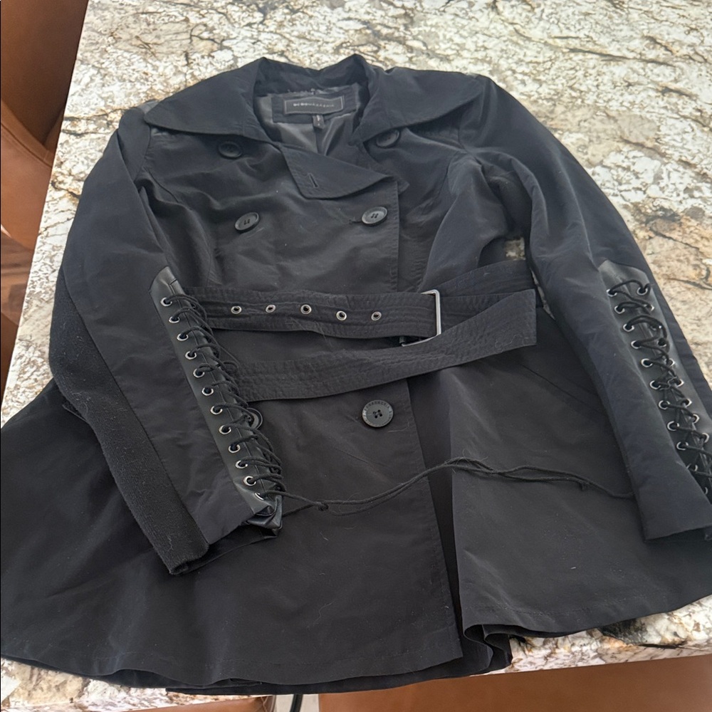 BCBGMaxazria Ophelia Black Double-Breasted Women's Trench Coat